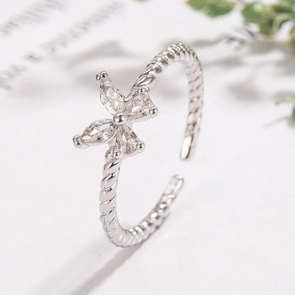 New Zircon Adjustable Butterfly Rings For Women Geometric Minimalist Wedding Ring Engagement Couple Jewelry Party Gift