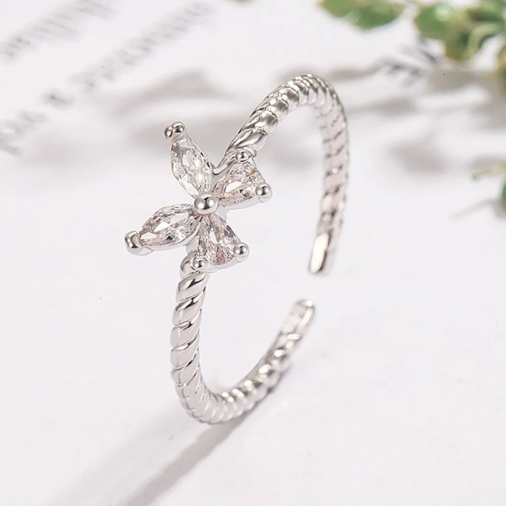 New Zircon Adjustable Butterfly Rings For Women Geometric Minimalist Wedding Ring Engagement Couple Jewelry Party Gift