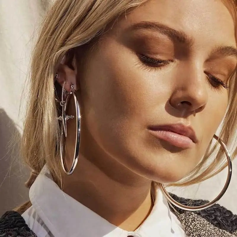 Oversized Big Hoop Earrings for Women Thick Round Punk Jewelry
