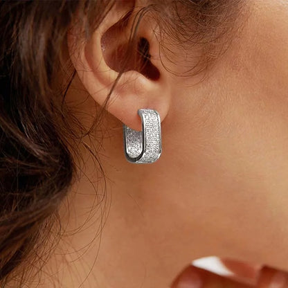 Gold & Silver Square Hoop Earrings Women Stainless Steel Jewelry