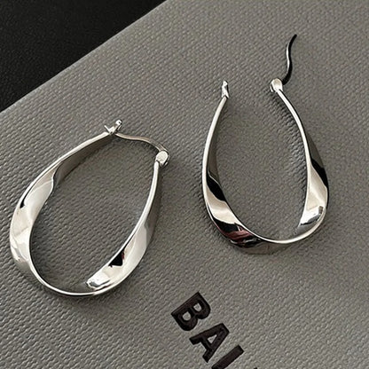 Mobius Strip Twisted Hoop Earrings Women Silver Color Jewelry