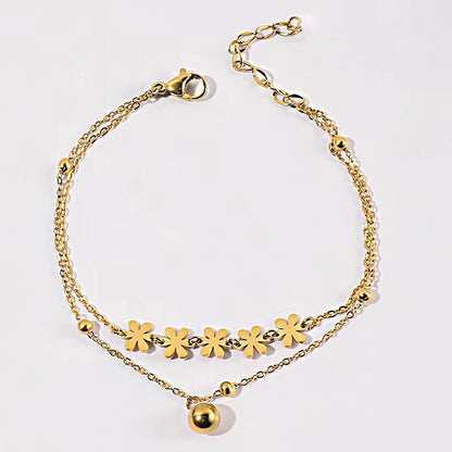 Stainless Steel Flower Ball Anklet Chic Party Jewelry for Women