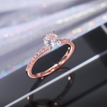 Wedding Band Eternity Rings Women Brilliant Round Zirconia Luxury Engagement Rings Thin Elegant Female Jewelry