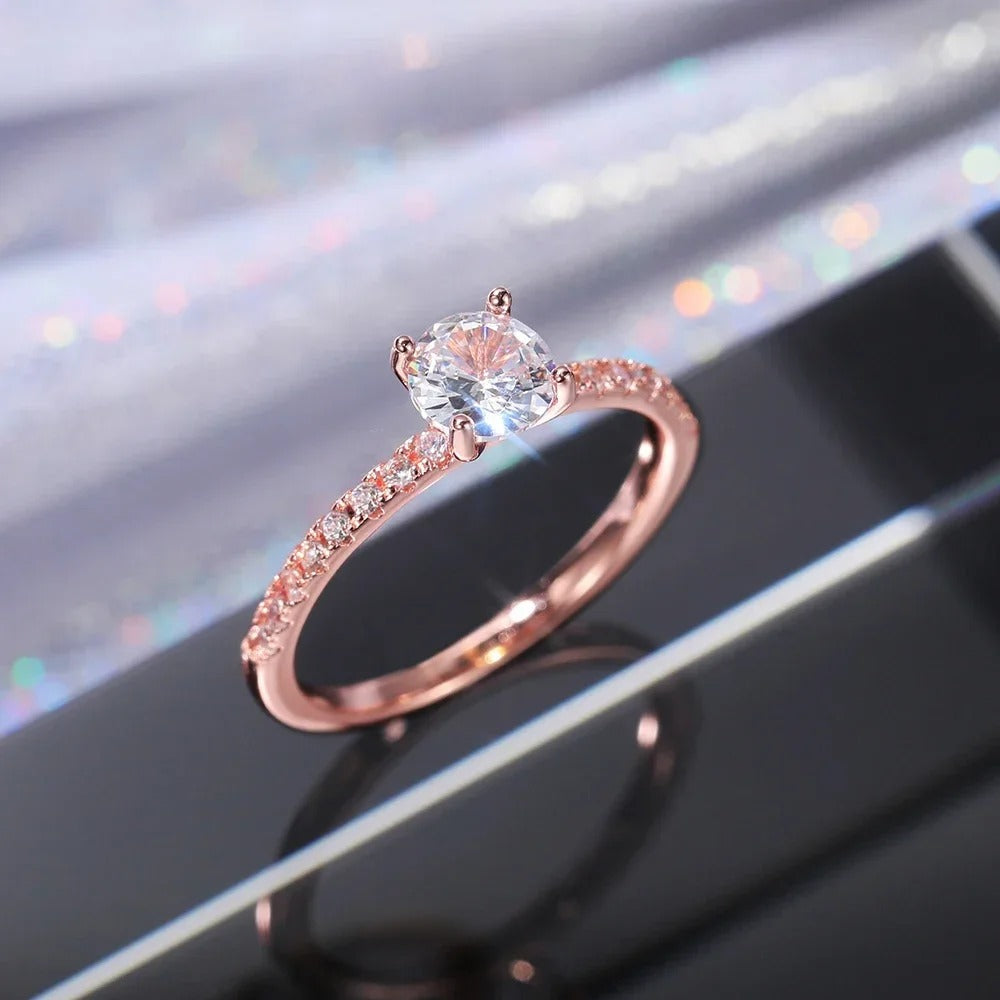 Wedding Band Eternity Rings Women Brilliant Round Zirconia Luxury Engagement Rings Thin Elegant Female Jewelry