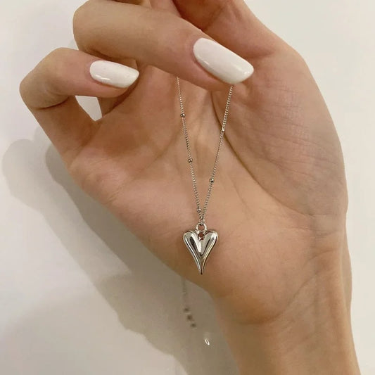 Temperament Heart Pendant Chain Necklace for Women Stainless Steel Stylish Choker 18 K Jewelry Waterproof Party Gift