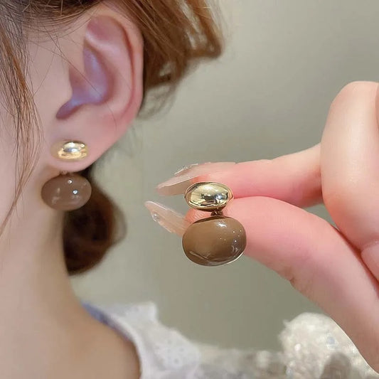 Women’s Dripping Oil Oval Dangle Earrings Vintage Two-Way Jewelry Gift