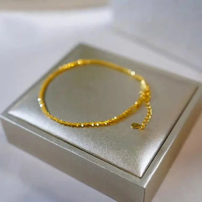 Pure Gold Color Shiny Bracelet Chain for Women Wedding Jewelry