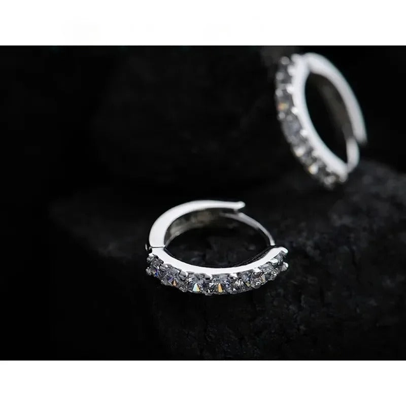 Luxury Rhinestone Hoop Earrings 925 Sterling Silver Women Jewelry