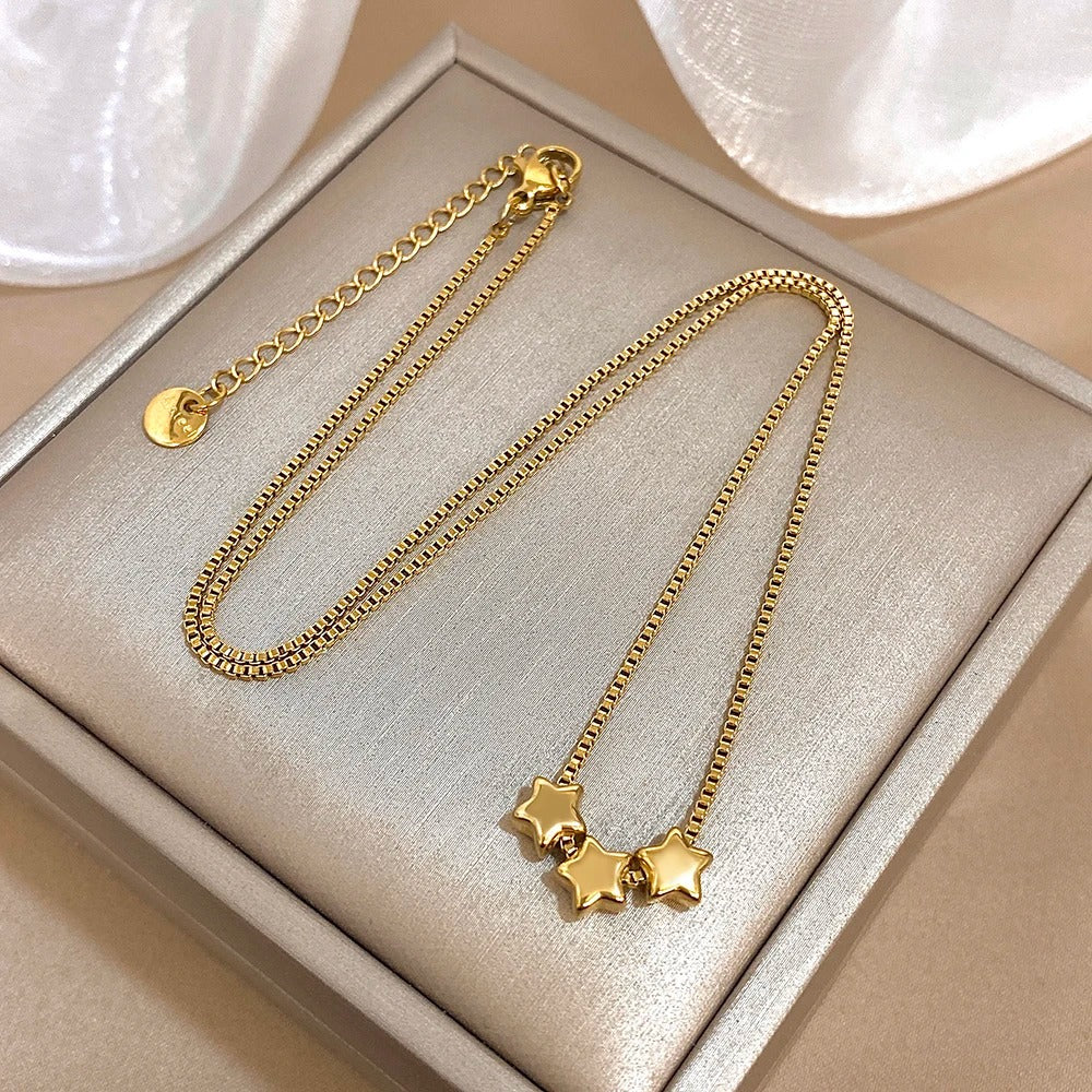 Exquisite Small Star Collarbone Chain Necklace for Women Stainless Steel Pentagram Pendant Necklace Lady Choker Jewelry Gifts