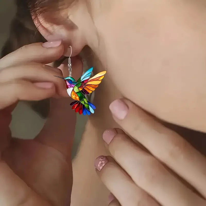 Acrylic Hummingbird Drop Earrings 2D Bird Shape Women Girls