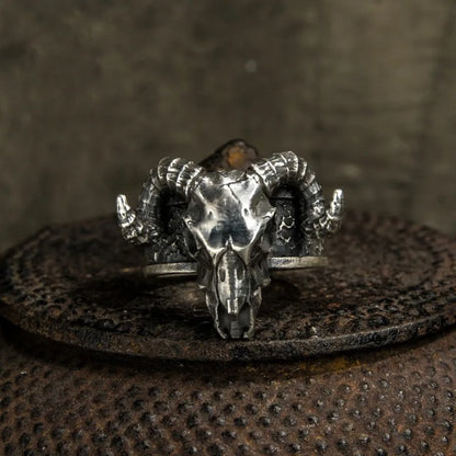 Vintage Black Goat Demon Ring Adjustable Men’s Gothic Jewelry