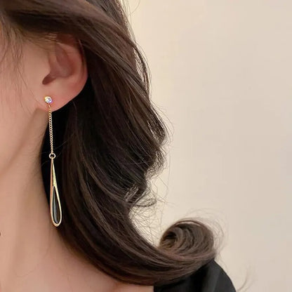 Simple Square Drop Earring For Women Korean Fashion Gold-color Line Long Tassel Dangle Earrings Party Jewelry Gift