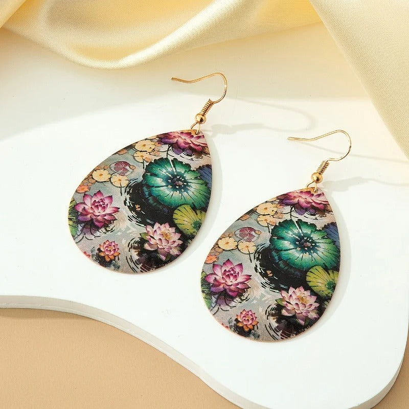 New Fashion Lotus Drop Earrings Women Banquet Party Jewelry