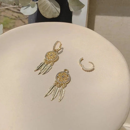 Bohemian Feather Drop Earrings Women Long Dangle Jewelry