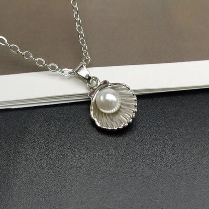 Shell & Pearl Pendant Necklace Trendy Summer Jewelry for Women