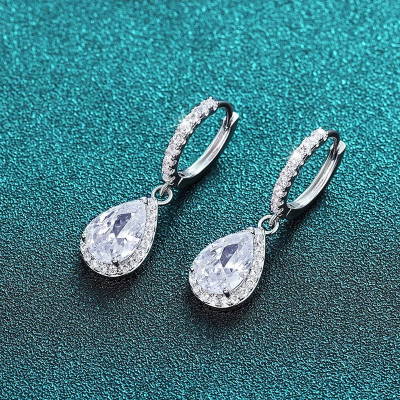 Women’s Silver Drop Earrings AAA Cubic Zirconia Engagement Jewelry