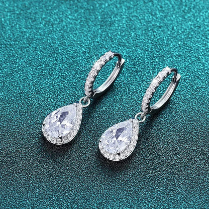 Women’s Silver Drop Earrings AAA Cubic Zirconia Engagement Jewelry