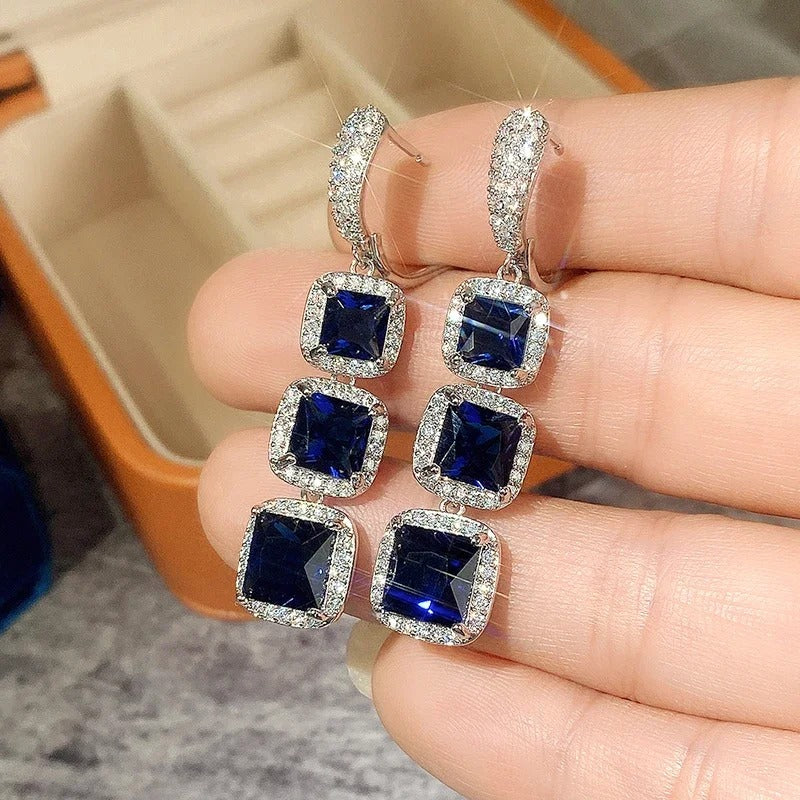 Elegant Cubic Zirconia Drop Earrings Women Anniversary Gift