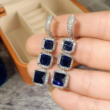 Elegant Cubic Zirconia Drop Earrings Women Anniversary Gift