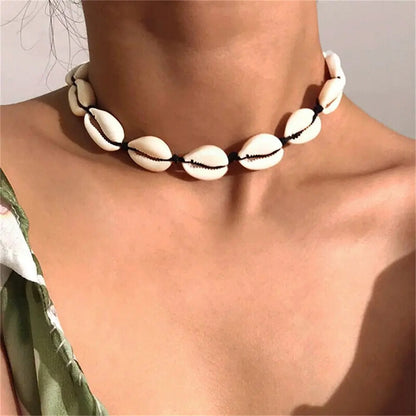 1PC Shell Necklace Braided Handmade Choker Natural Boho Pendant Beach Necklaces For Women