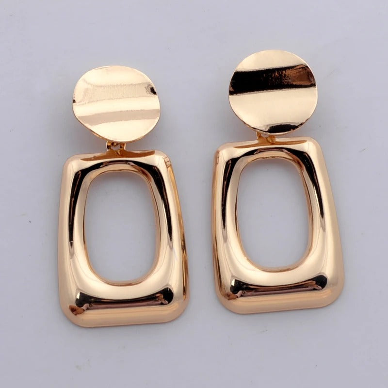 Round Hollow Out Square Oval Drop Earrings Women Jewelry