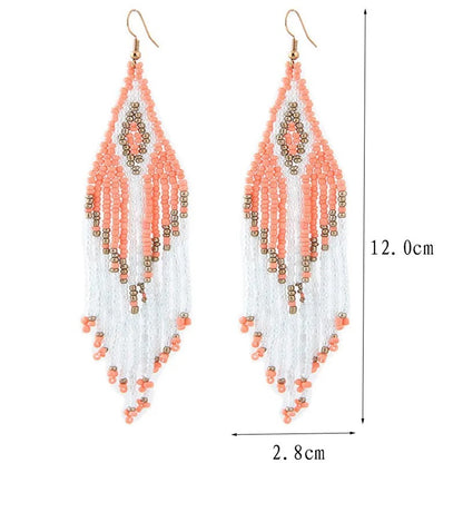 Ethnic Beads Long Earrings Fashion Statement Jewelry