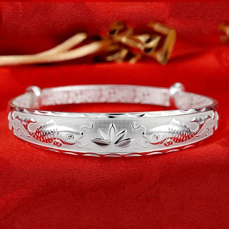 Luxury 925 Sterling Silver Pisces Lotus Bracelet for Women