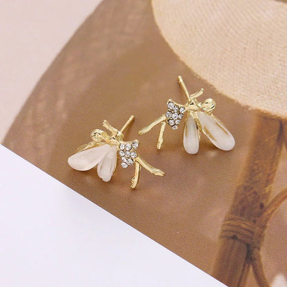 Trend Crystal Elf Flower Fairy Stud Earrings for Women Korean Exquisite Ear Jewelry Accessory for Girl Gift