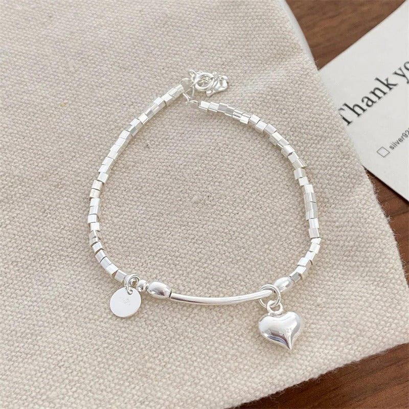 Sweet Stylish Square Love Bracelet Sterling Silver for Women