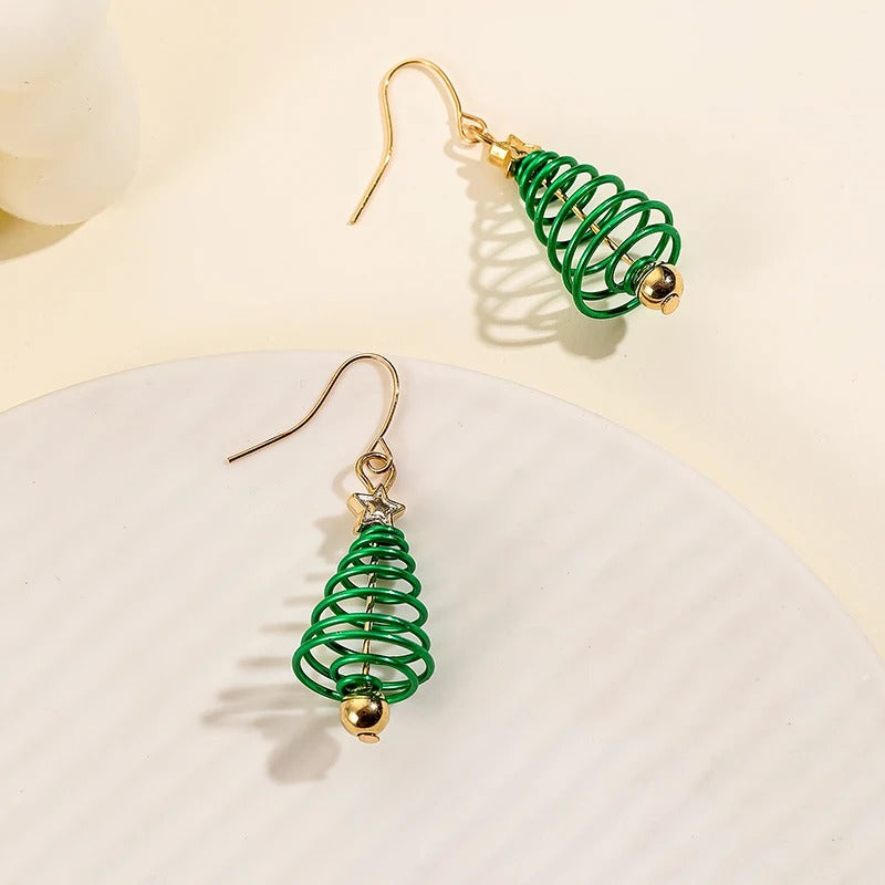 Christmas Tree Earrings for Women Cute Trendy Star Pattern Jewelry