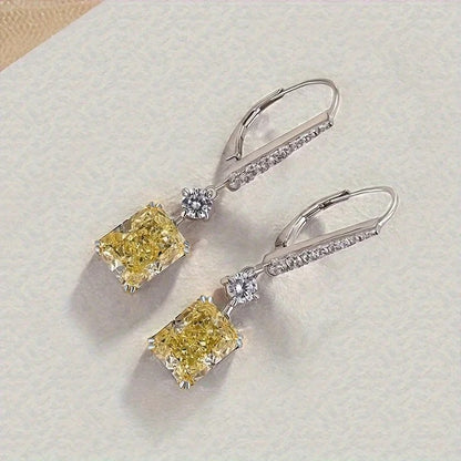 Trendy Yellow Cubic Zirconia Earrings Women Dance Party Jewelry