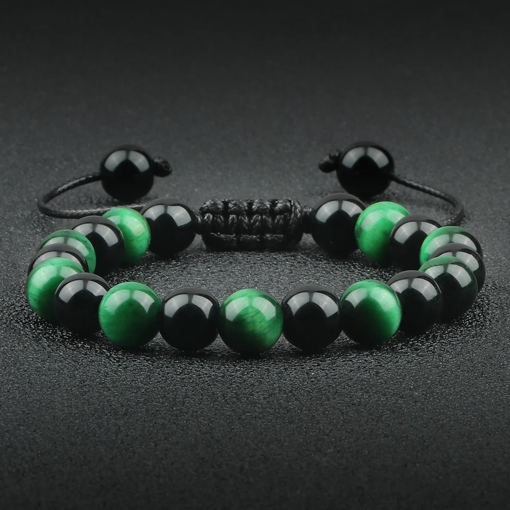 Natural Black Onyx With Tiger Eye Stone Beads Charm Bracelet For Men Women Natural Stone Beads Yoga Energy Bracelet Jewelry Gift