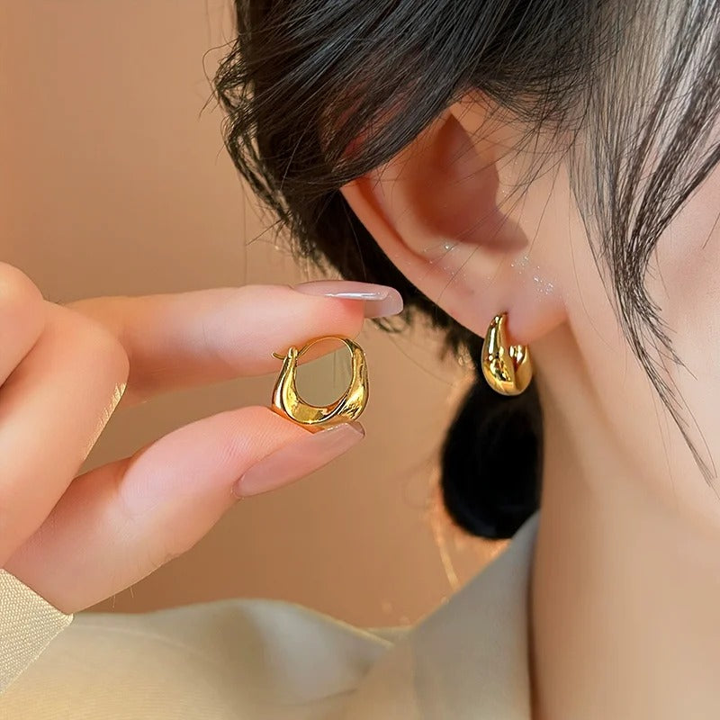 Women’s Silver Hoops Earrings Chunky Circle Drop Fashion Jewelry