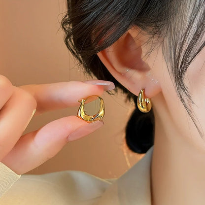 Women’s Silver Hoops Earrings Chunky Circle Drop Fashion Jewelry