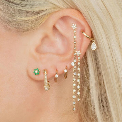 Gold & Silver Circle Huggie Earrings Women’s Korean Jewelry