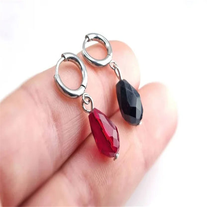 Red & Black Gem Dangle Earrings Women Gothic Crystal Jewelry