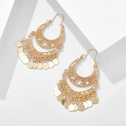 Bohemian Gold Tassel Hoop Earrings Women’s Luxury Party Jewelry