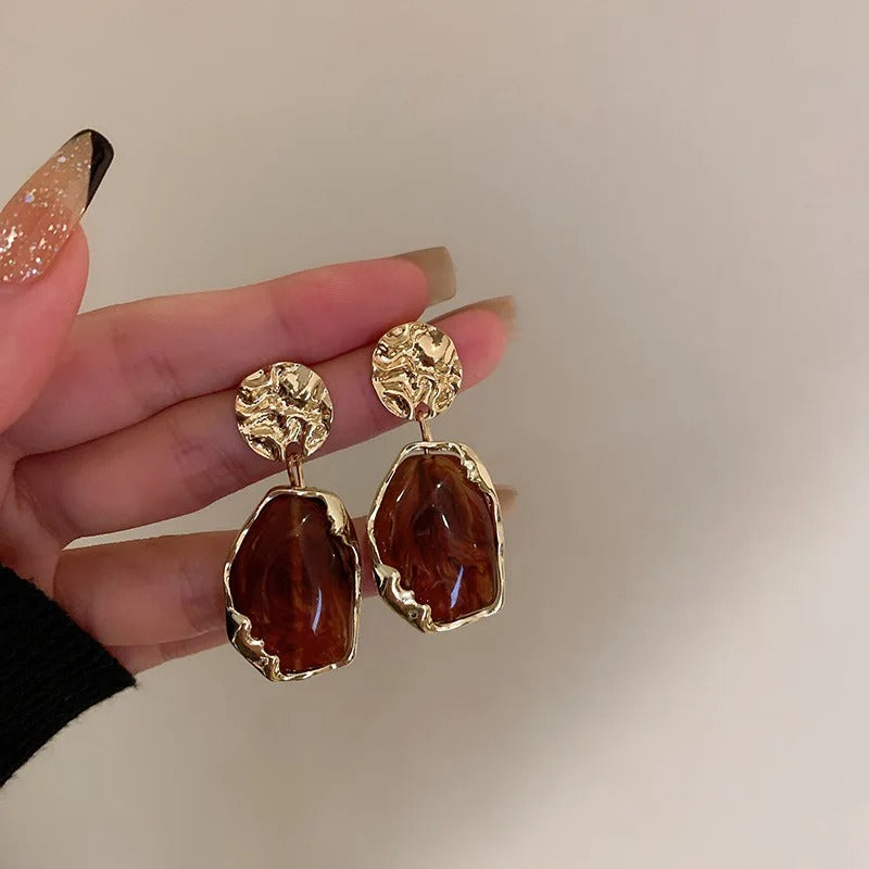 Gold Zircon Square Earrings Vintage Small Fashion Jewelry for Women