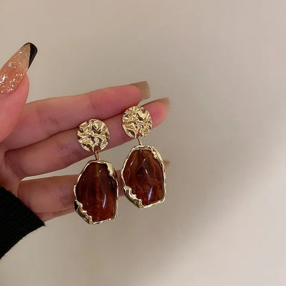 Gold Zircon Square Earrings Vintage Small Fashion Jewelry for Women