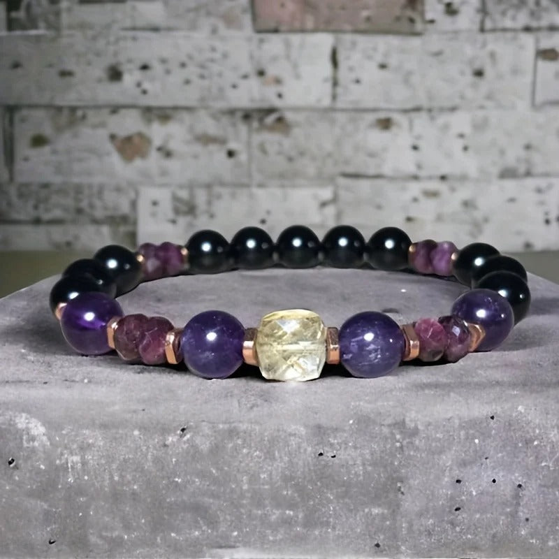 Citrine & Gemstone Healing Bracelet Money, Protection & Stress Relief