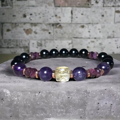 Citrine & Gemstone Healing Bracelet Money, Protection & Stress Relief