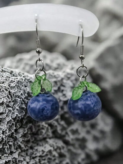 Fun Blueberry Earrings 1 Pair Women Daily or Vacation Outfits