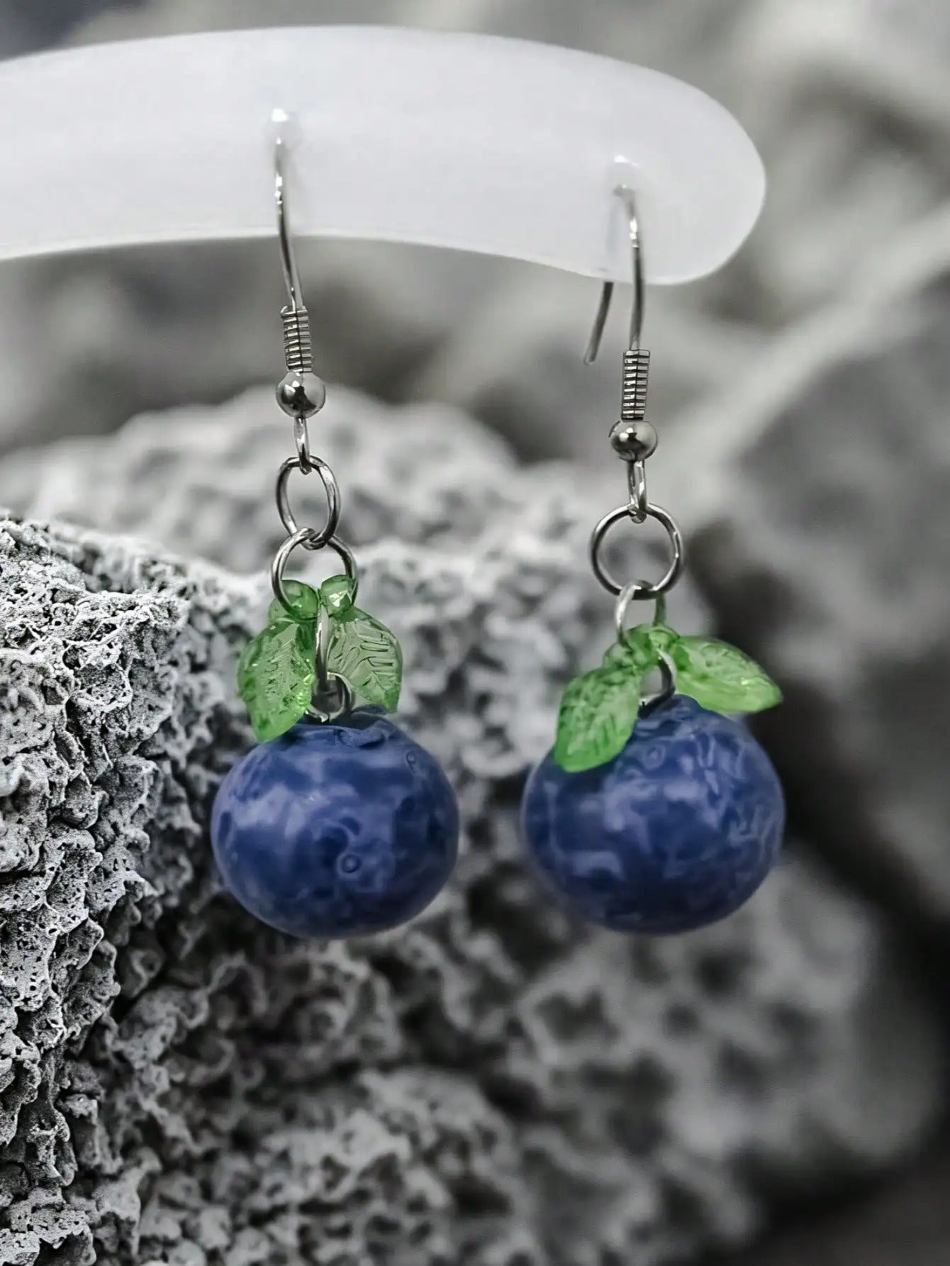 1 Pair Cute & Fun Realistic Blueberry Earrings, Suitable For Women's Everyday Or Vacation Outfits