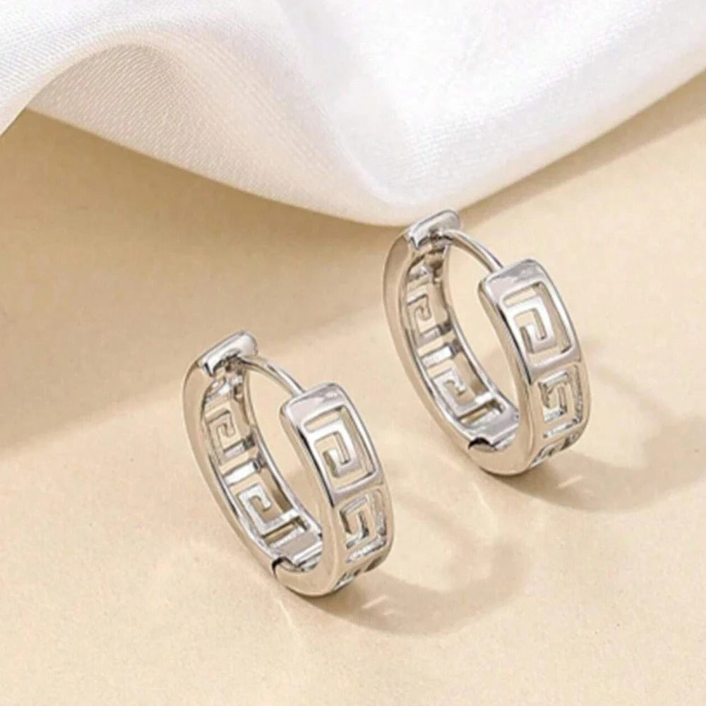 Small Gold Hoop Earrings Women Hallow Out Geometric Metal Jewelry