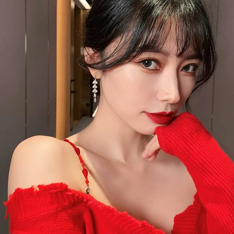 Luxury Gold Leaf Zircon Earrings Wedding & Party Jewelry