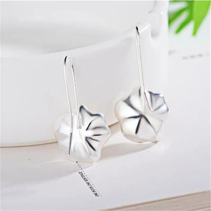 925 Sterling Silver Lotus Pearl Dangle Earrings Women Jewelry
