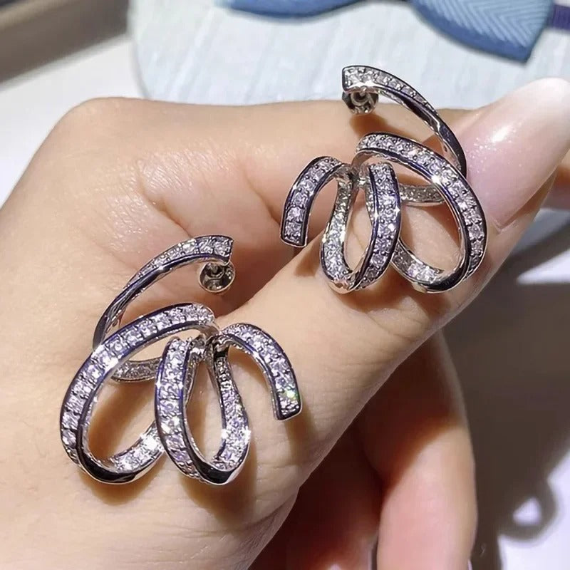 Line Wrapped Zircon Earrings for Women Fashion Trend Jewelry