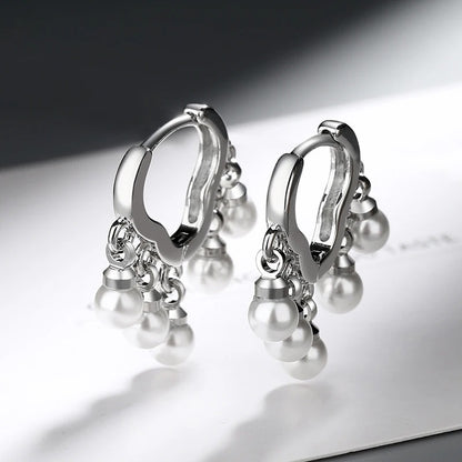 Silver Cloud Tassel Pearls Drop Earrings for Fashion Women Fine Jewelry Minimalist Accessories