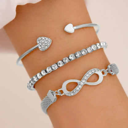 Kuziduocai 316L Stainless Steel Heart Zircon Seashell Flower Bracelet