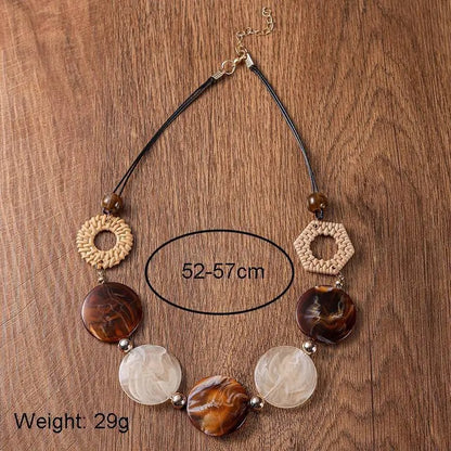 Vintage Acrylic Accessories Handmade Pendants Necklaces Statement Geometric Retro Necklace for Women Daily Fashion Jewelry